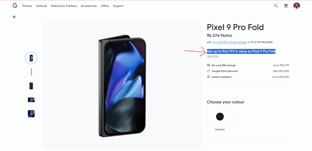 Google Pixel 9 Pro Fold Extra Discount on official store